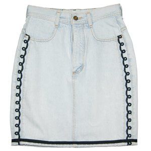 Vintage 90s Parasuco Santana Jean Denim Pastel Blue Canada Made Midi Skirt